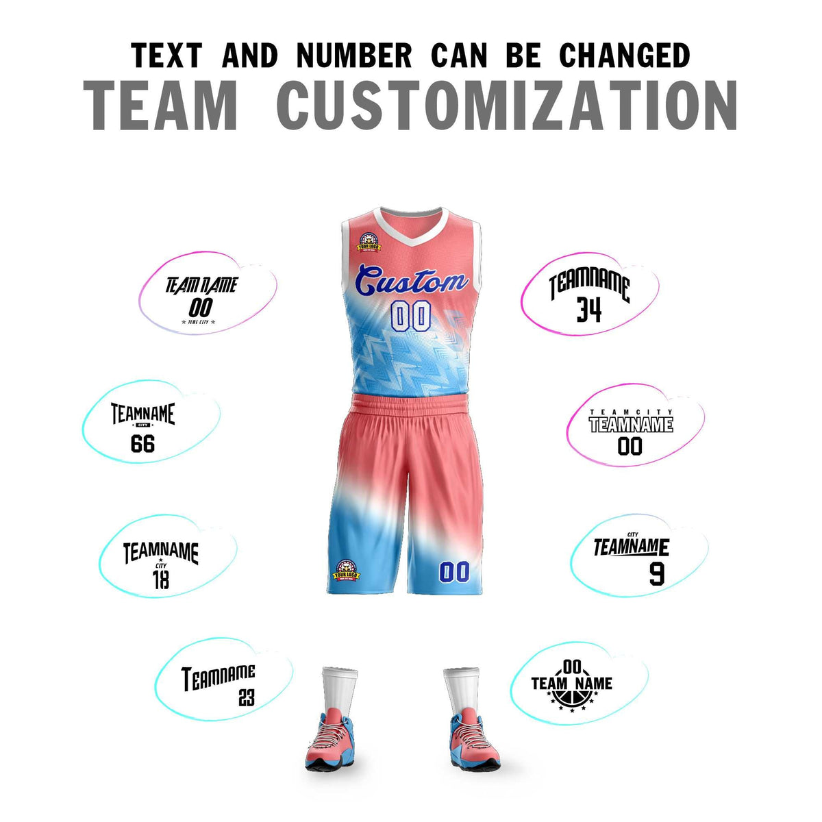 Custom Red Blue-Royal Gradient Fashion Sets Slash Basketball Jersey Limited