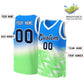 Custom Blue Green-Black Gradient Fashion Tops Slash Basketball Jersey Limited