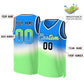 Custom Blue Green-Blue Gradient Fashion Tops Slash Basketball Jersey Limited