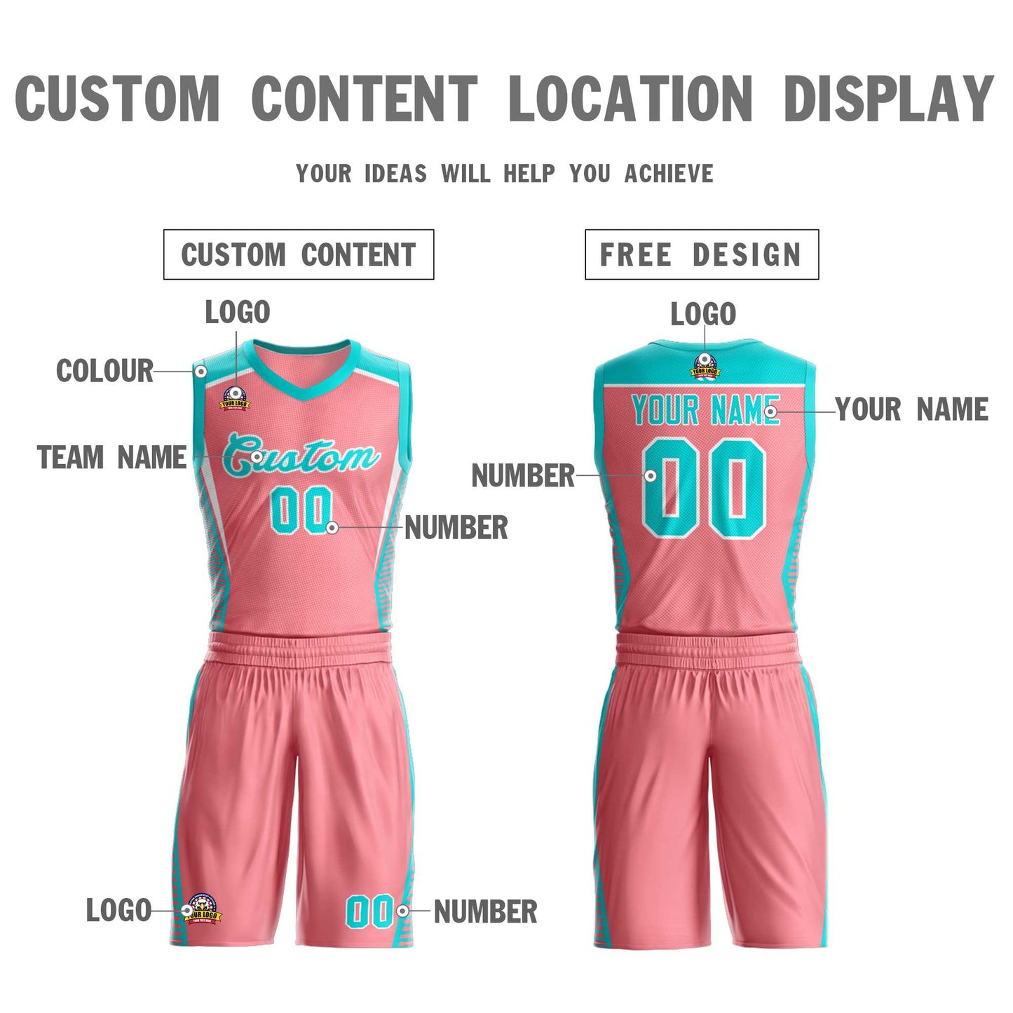 Custom Light Pink Aqua-White Classic Sets Mesh Basketball Jersey Limited