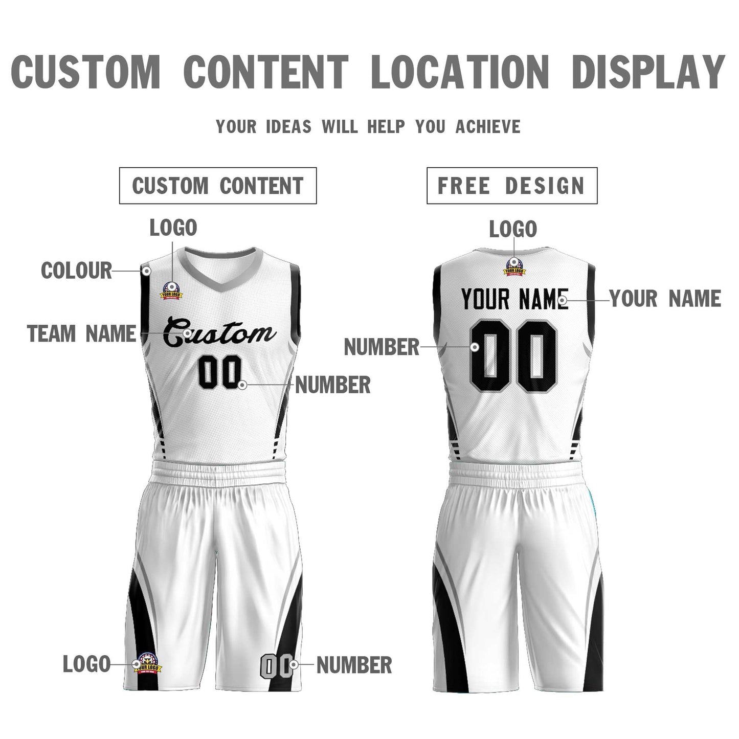Custom White Black Classic Sets Mesh Basketball Jersey Limited