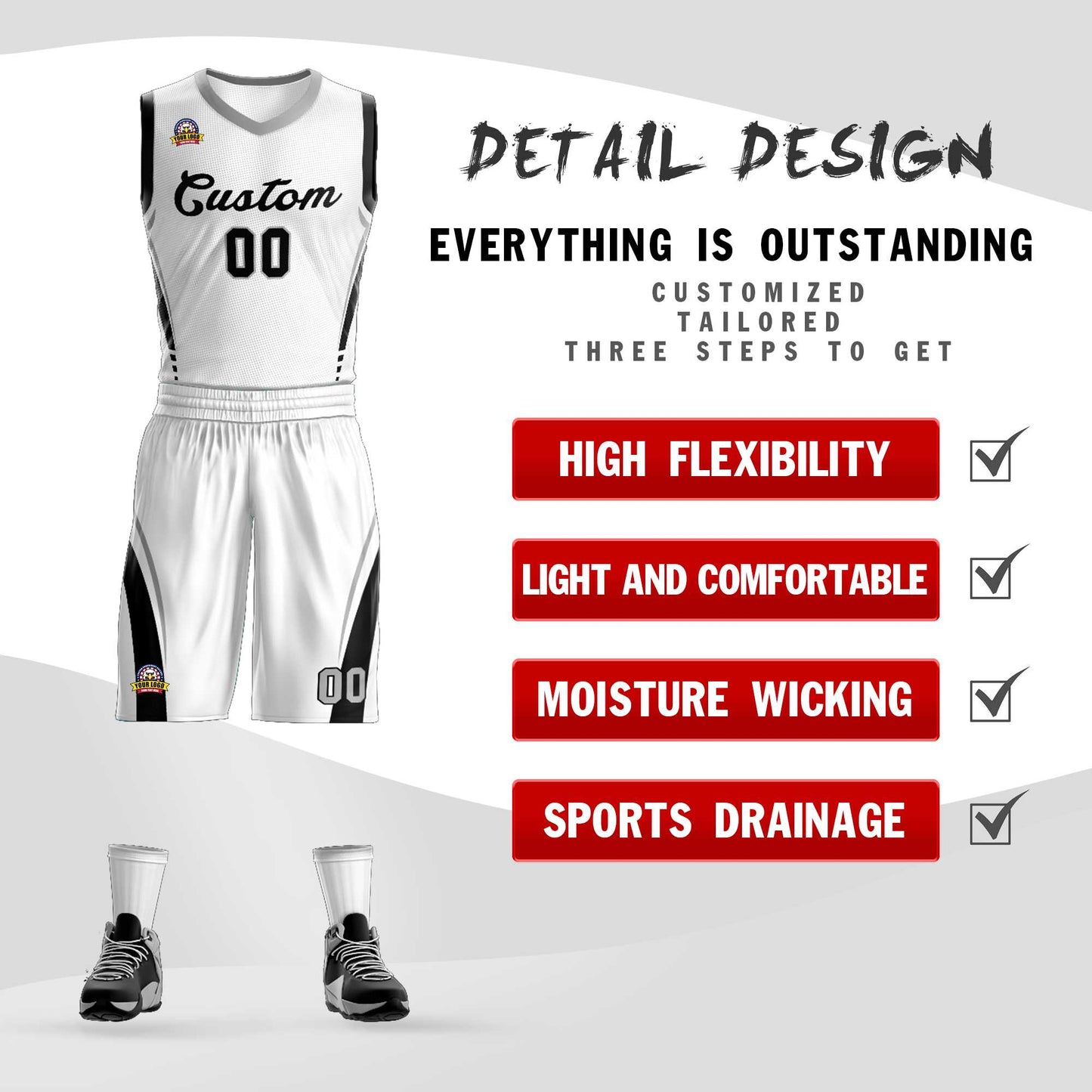 Custom White Black Classic Sets Mesh Basketball Jersey Limited