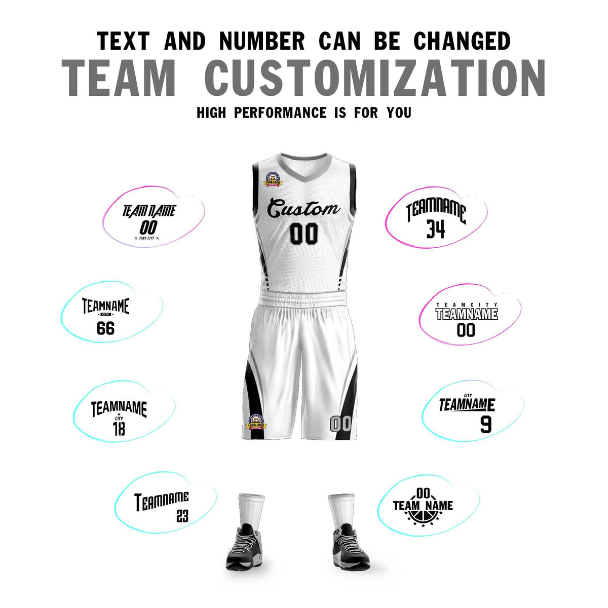Custom White Black Classic Sets Mesh Basketball Jersey Limited