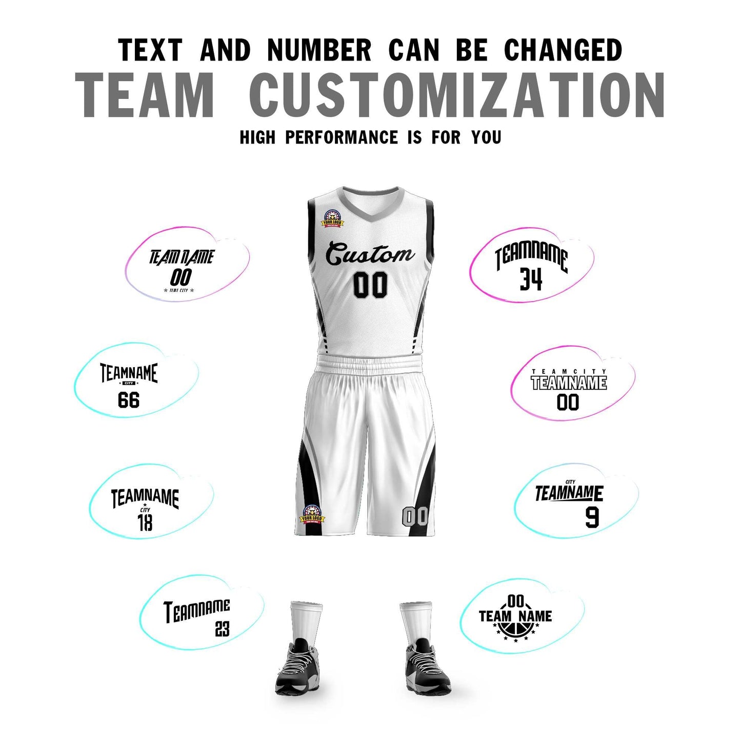 Custom White Black Classic Sets Mesh Basketball Jersey Limited