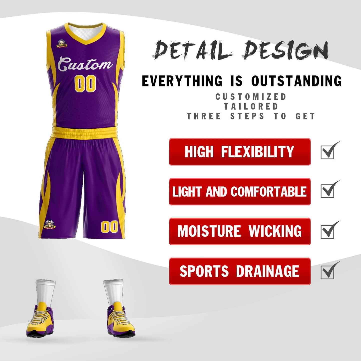 Custom Purple White Classic Sets Mesh Basketball Jersey Limited
