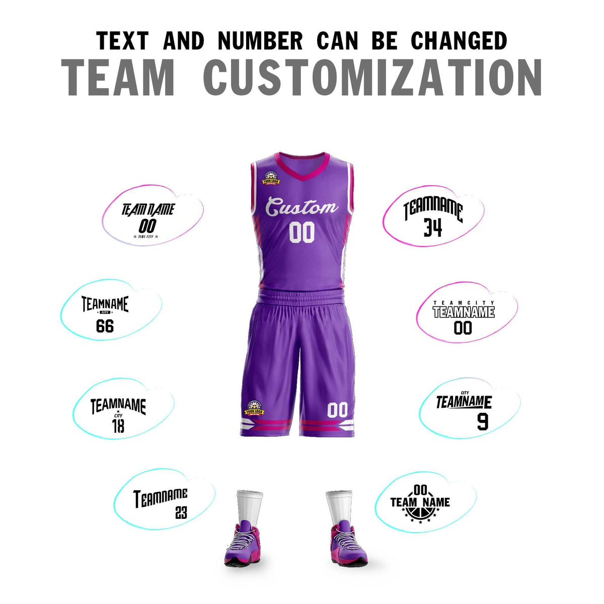 Custom Purple White Classic Sets Mesh Basketball Jersey Limited