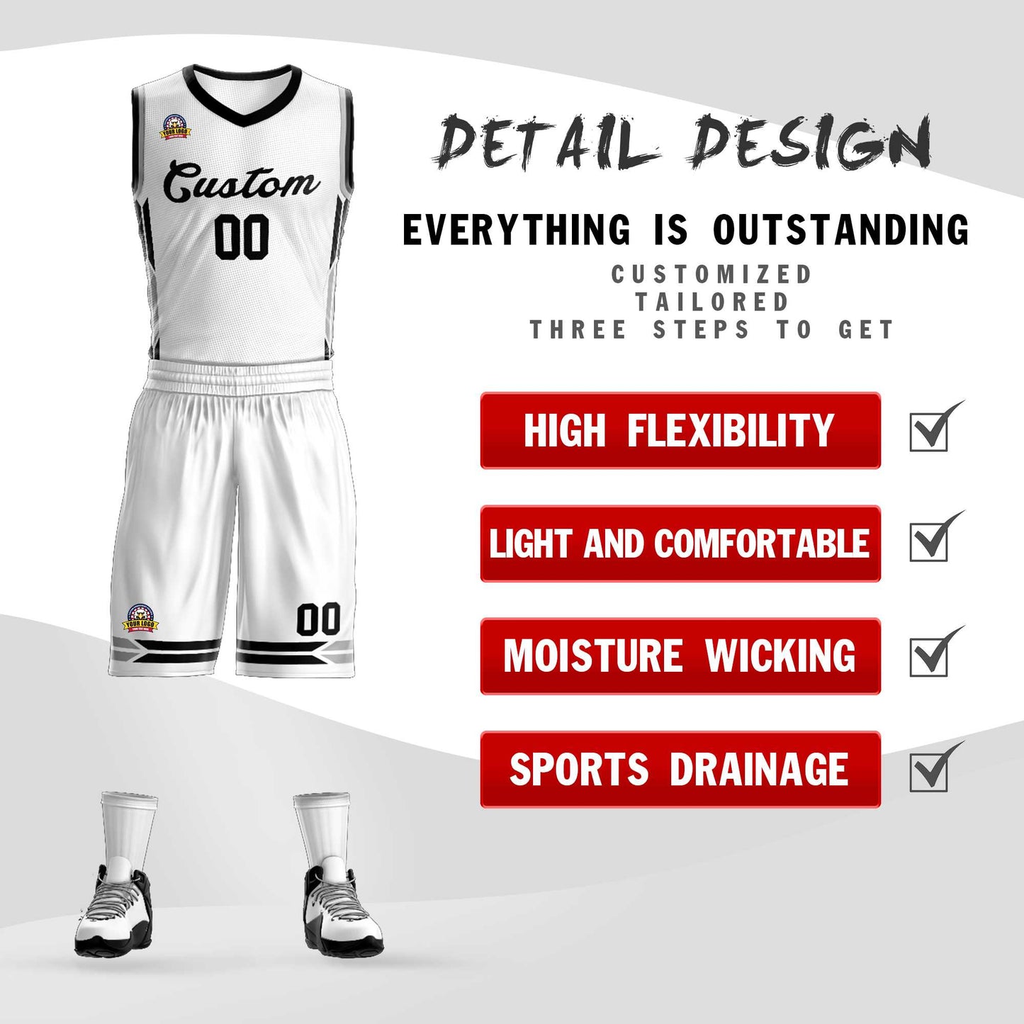 Custom White Black Classic Sets Mesh Basketball Jersey Limited