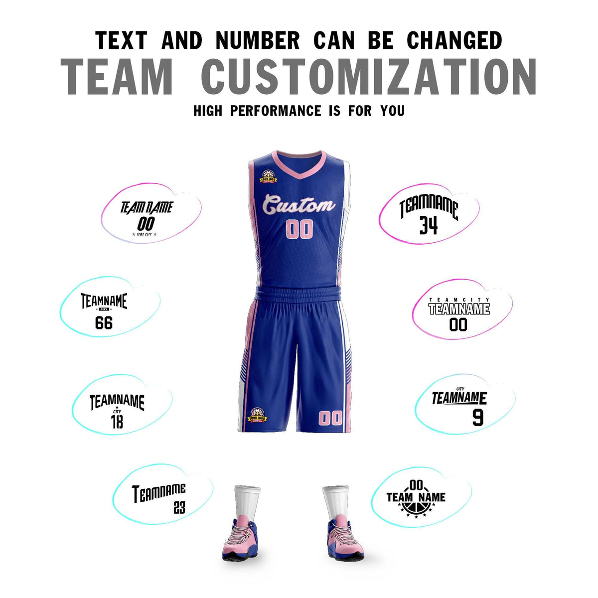 Custom Royal Pink-White Classic Sets Sports Uniform Basketball Jersey Limited