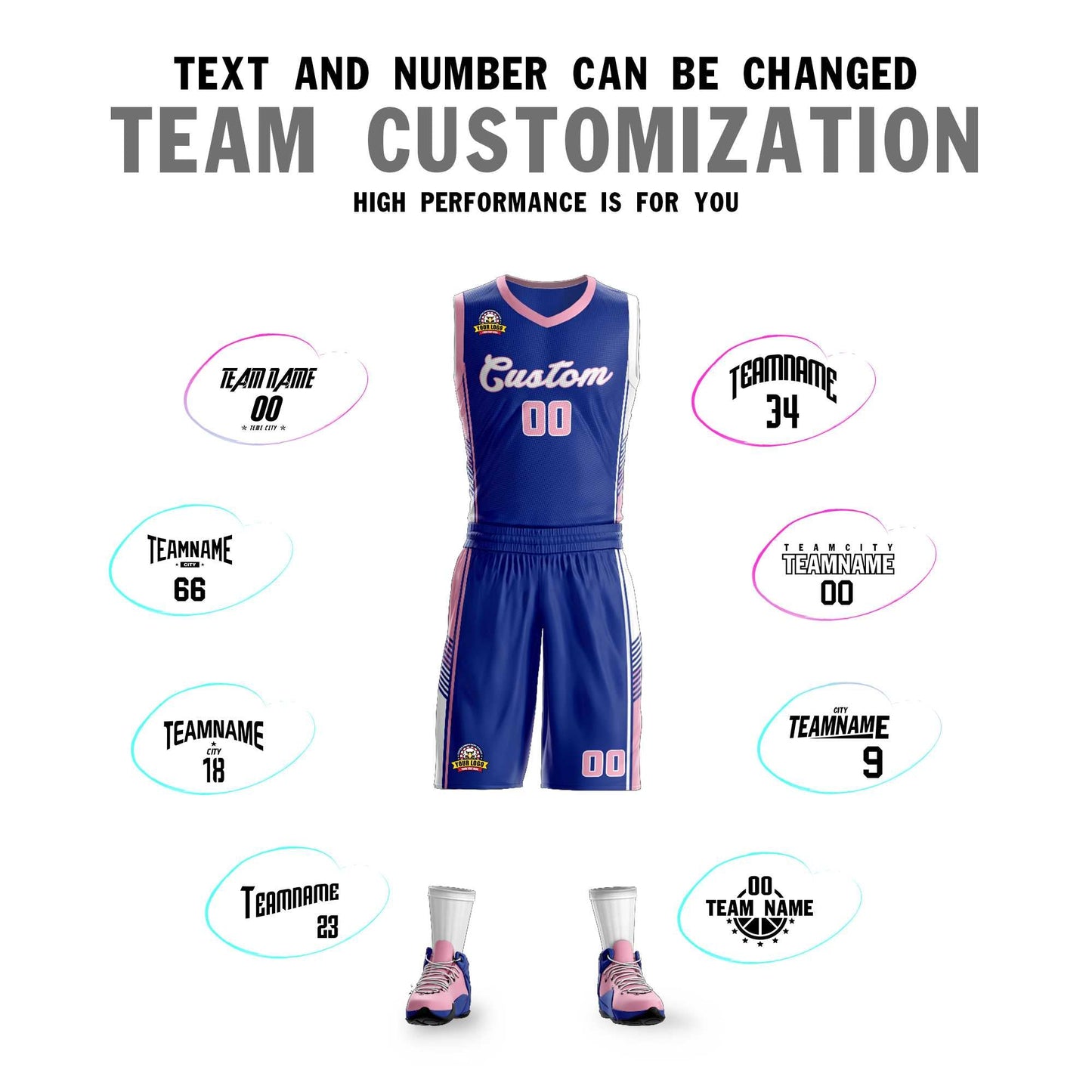 Custom Royal Pink-White Classic Sets Sports Uniform Basketball Jersey Limited