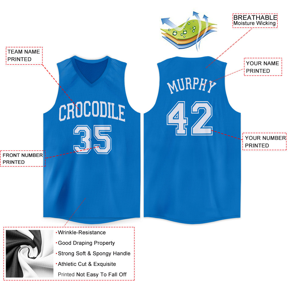 Custom Blue White V-Neck Basketball Jersey Limited