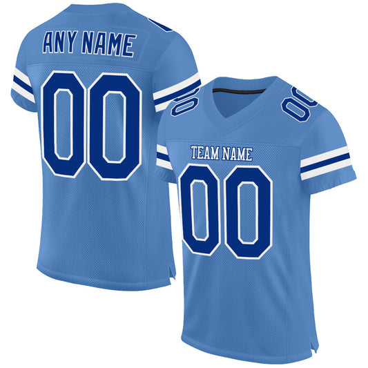 Custom Powder Blue Royal-White Mesh Authentic Football Jersey Limited