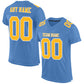Custom Light Blue Gold-White Mesh Authentic Football Jersey Limited