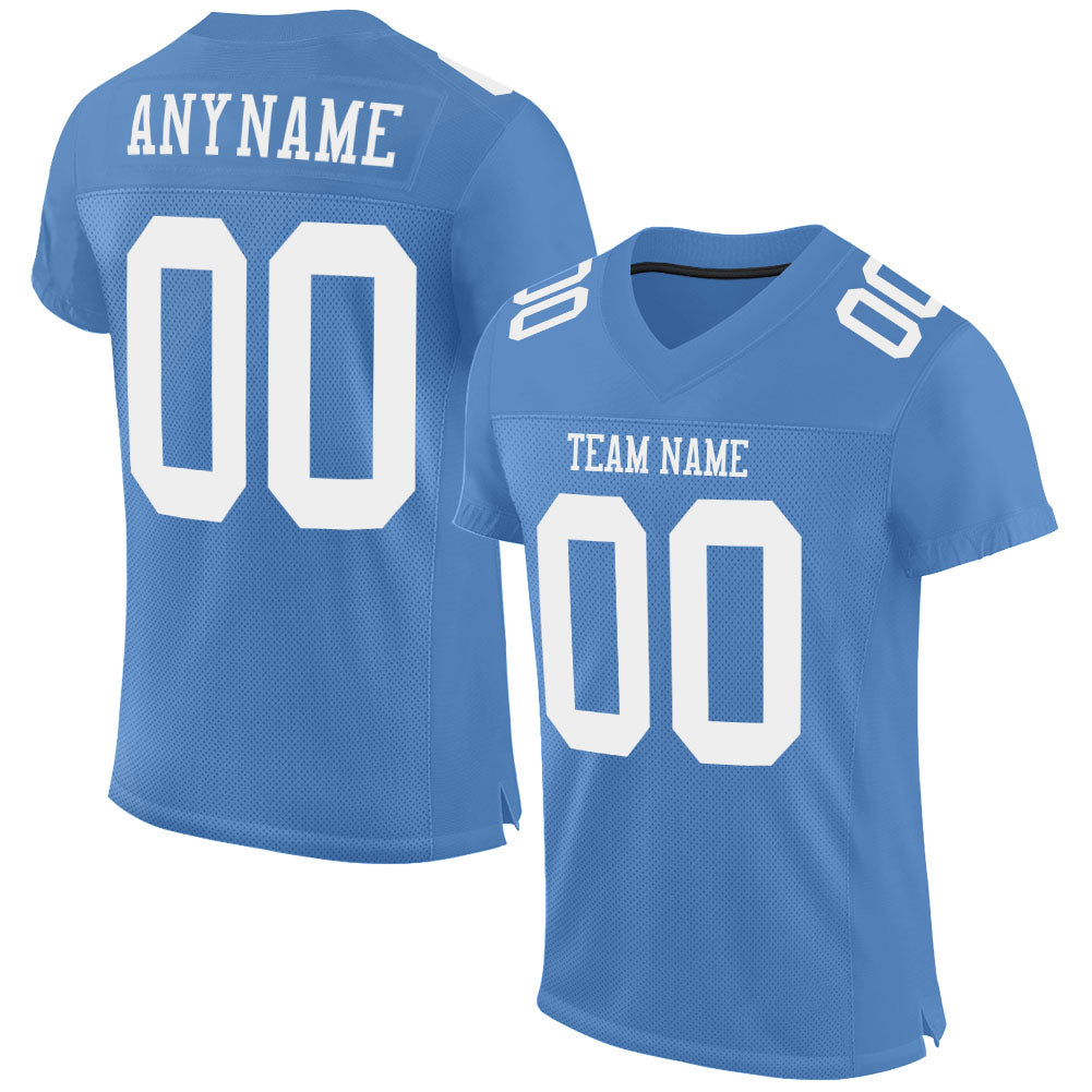 Custom Light Blue White Mesh Authentic Football Jersey Limited