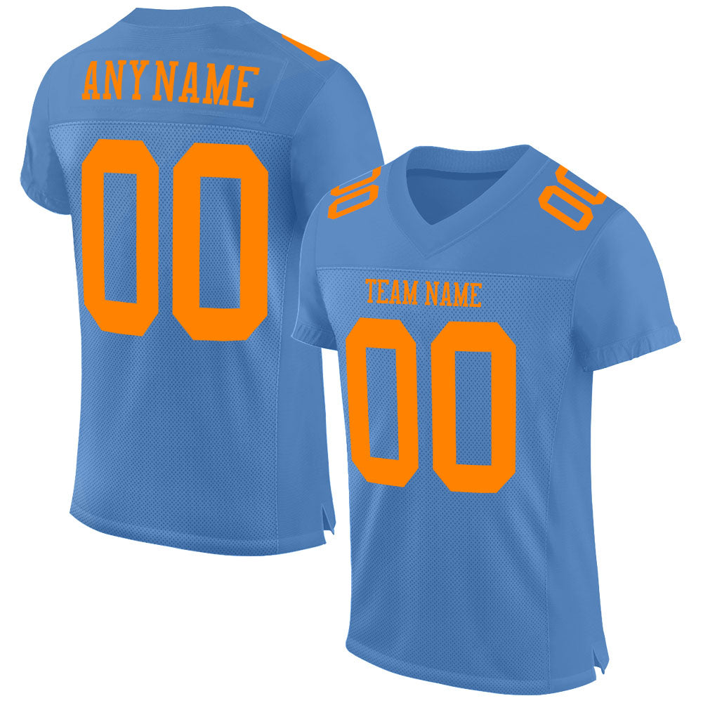 Custom Light Blue Bay Orange Mesh Authentic Football Jersey Limited