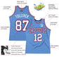 Custom Light Blue White Royal-Red Authentic Throwback Basketball Jersey Limited