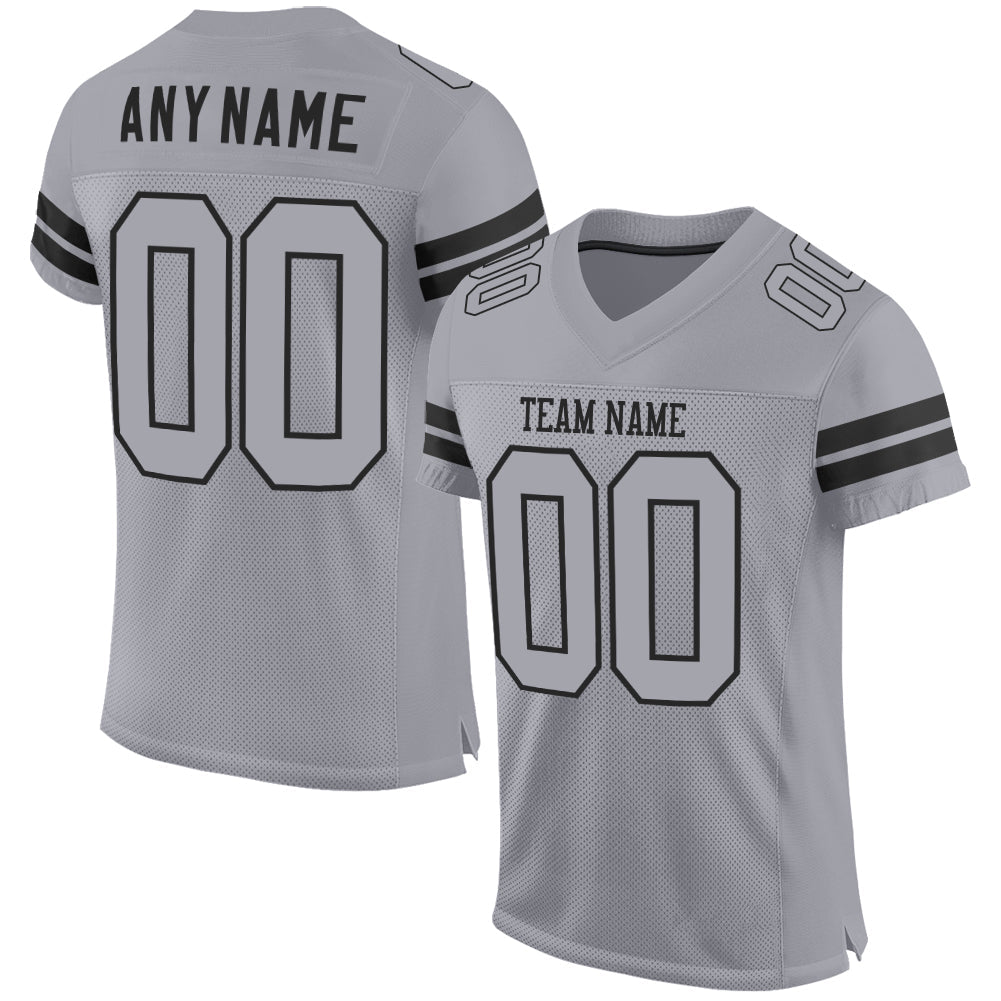 Custom Light Gray Gray-Black Mesh Authentic Football Jersey Limited