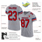 Custom Light Gray Red-Navy Mesh Authentic Football Jersey Limited