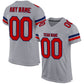 Custom Light Gray Red-Navy Mesh Authentic Football Jersey Limited