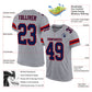 Custom Light Gray Navy-Red Mesh Authentic Football Jersey Limited