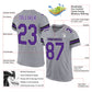 Custom Light Gray Purple-Black Mesh Authentic Football Jersey Limited