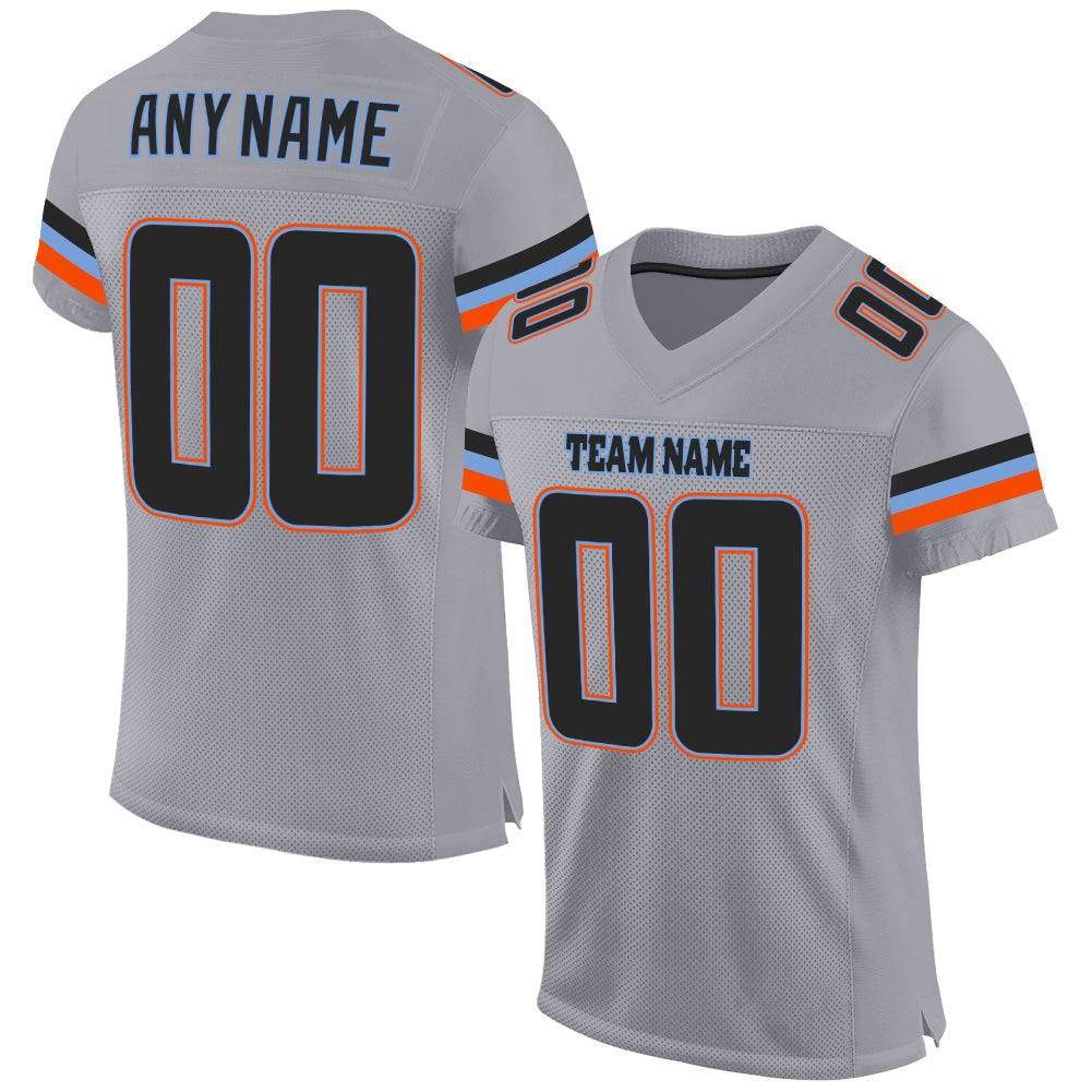 Custom Light Gray Black-Powder Blue Mesh Authentic Football Jersey Limited