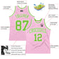 Custom Light Pink Neon Green-White Authentic Throwback Basketball Jersey Limited