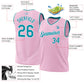 Custom Light Pink Teal-White Authentic Throwback Basketball Jersey Limited