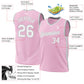 Custom Light Pink White-Gray Authentic Throwback Basketball Jersey Limited