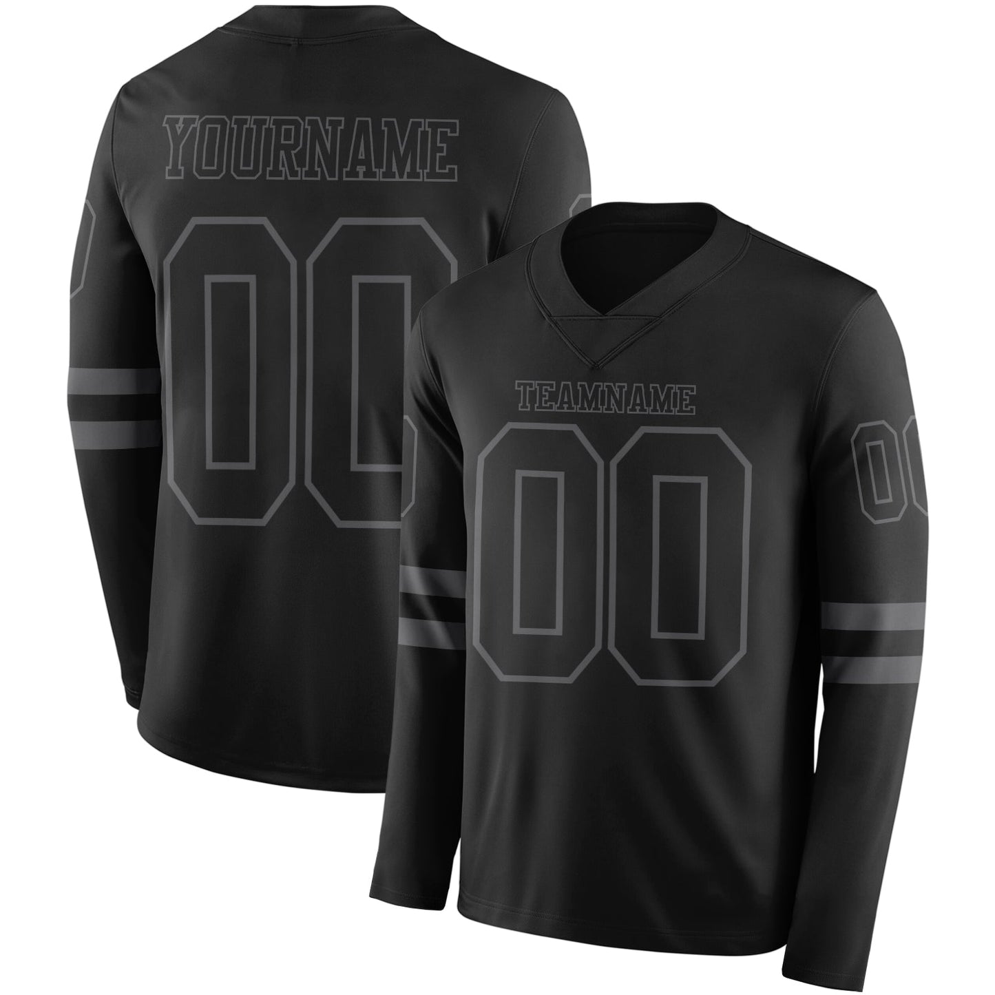 Custom Black Steel Gray Long Sleeve Authentic Football Jersey