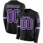 Custom Black Purple-White Long Sleeve Authentic Football Jersey
