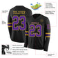 Custom Black Purple-Old Gold Long Sleeve Authentic Football Jersey Limited