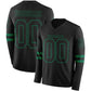 Custom Black Kelly Green Long Sleeve Authentic Football Jersey