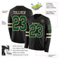 Custom Black Green-Cream Long Sleeve Authentic Football Jersey Limited