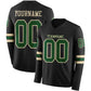 Custom Black Green-Cream Long Sleeve Authentic Football Jersey