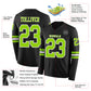 Custom Black Neon Green-White Long Sleeve Authentic Football Jersey Limited