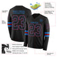 Custom Black Powder Blue-Red Long Sleeve Authentic Football Jersey Limited