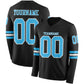 Custom Black Sky Blue-White Long Sleeve Authentic Football Jersey