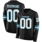 Custom Black White-Panther Blue Long Sleeve Authentic Football Jersey