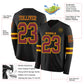 Custom Black Cardinal-Gold Long Sleeve Authentic Football Jersey Limited
