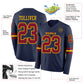 Custom Navy Crimson-Gold Long Sleeve Authentic Football Jersey Limited