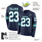 Custom Navy White-Teal Long Sleeve Authentic Football Jersey Limited