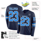 Custom Navy Powder Blue-White Long Sleeve Authentic Football Jersey Limited