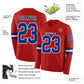 Custom Red Royal-White Long Sleeve Authentic Football Jersey Limited