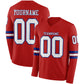Custom Red White-Royal Long Sleeve Authentic Football Jersey