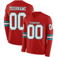 Custom Red White-Teal Long Sleeve Authentic Football Jersey