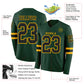Custom Green Black-Gold Long Sleeve Authentic Football Jersey Limited