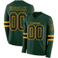 Custom Green Black-Gold Long Sleeve Authentic Football Jersey