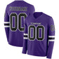 Custom Purple Black-White Long Sleeve Authentic Football Jersey