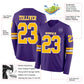 Custom Purple Gold-White Long Sleeve Authentic Football Jersey Limited