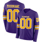 Custom Purple Gold-White Long Sleeve Authentic Football Jersey